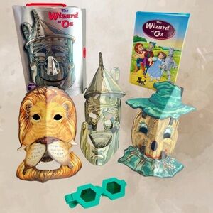 Wizard of Oz 1998 Storybook Set Masks Emerald Glasses Tin Man Case